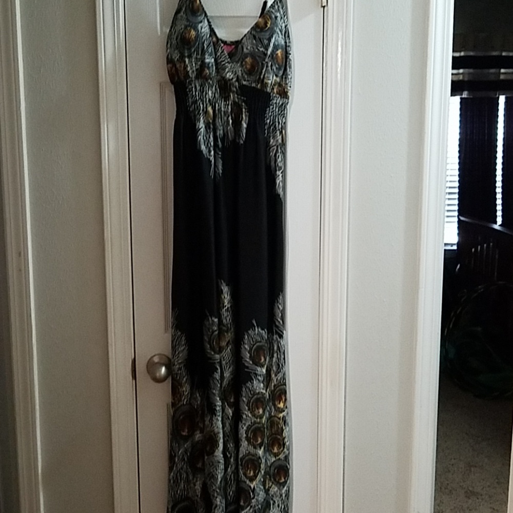Peacock maxi dress